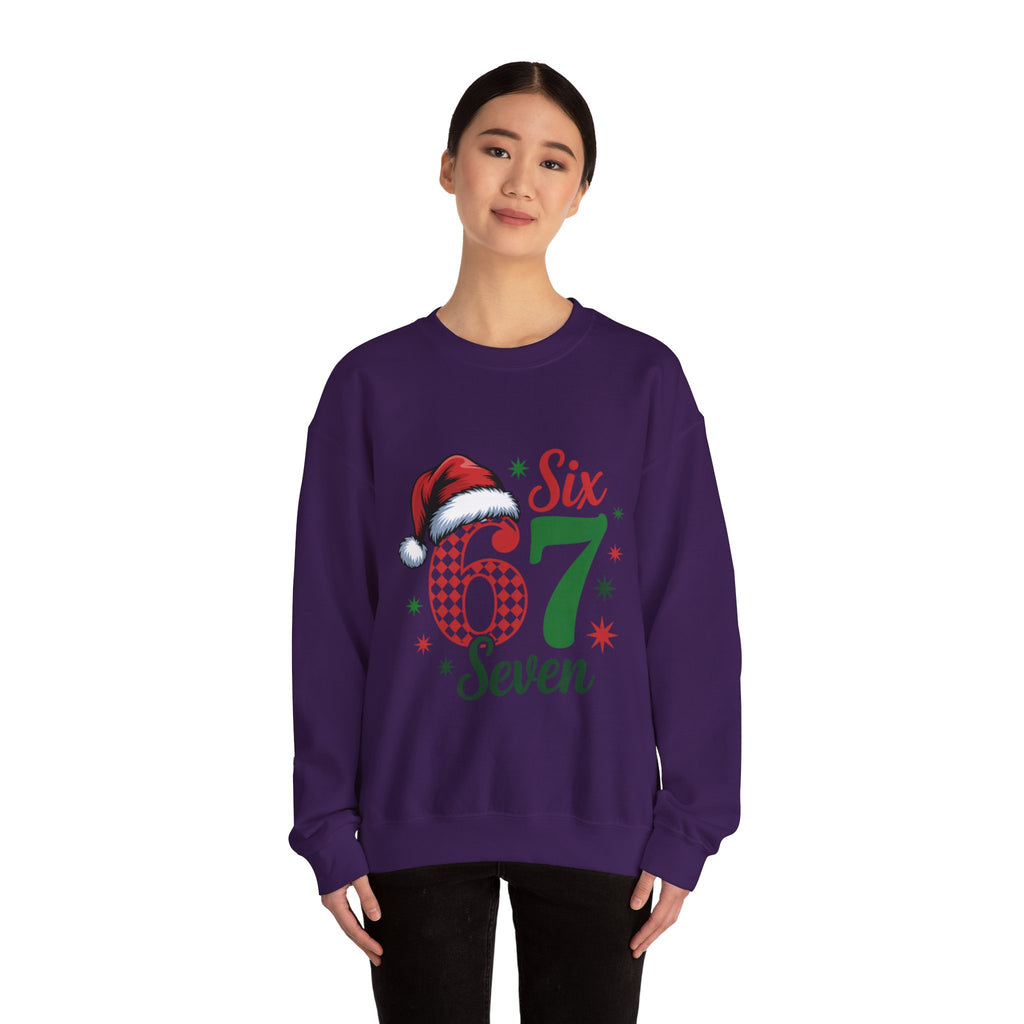 67 Six Seven Christmas number design Sweatshirt | Santa hat holiday sweater style