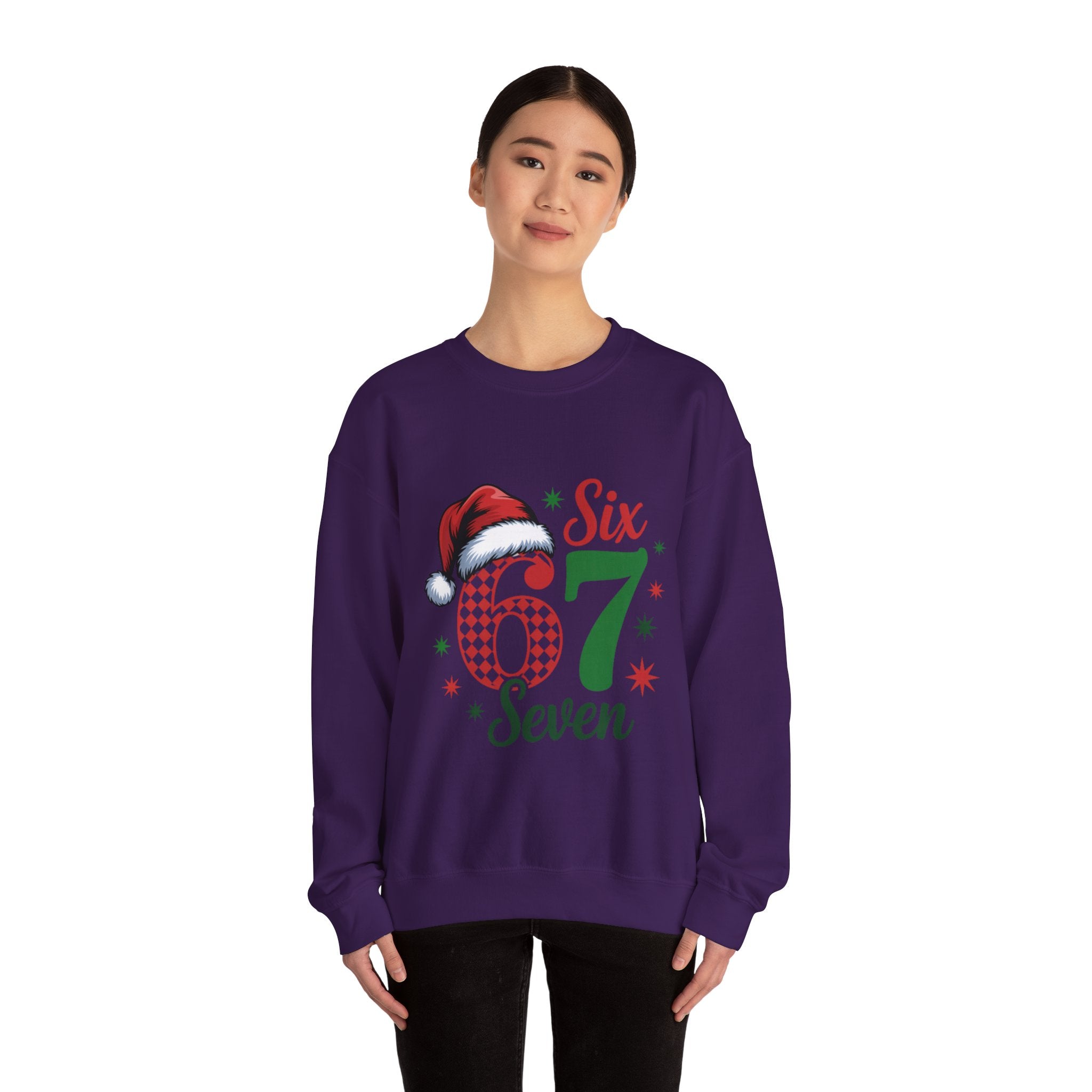 67 Six Seven Christmas number design Sweatshirt | Santa hat holiday sweater style