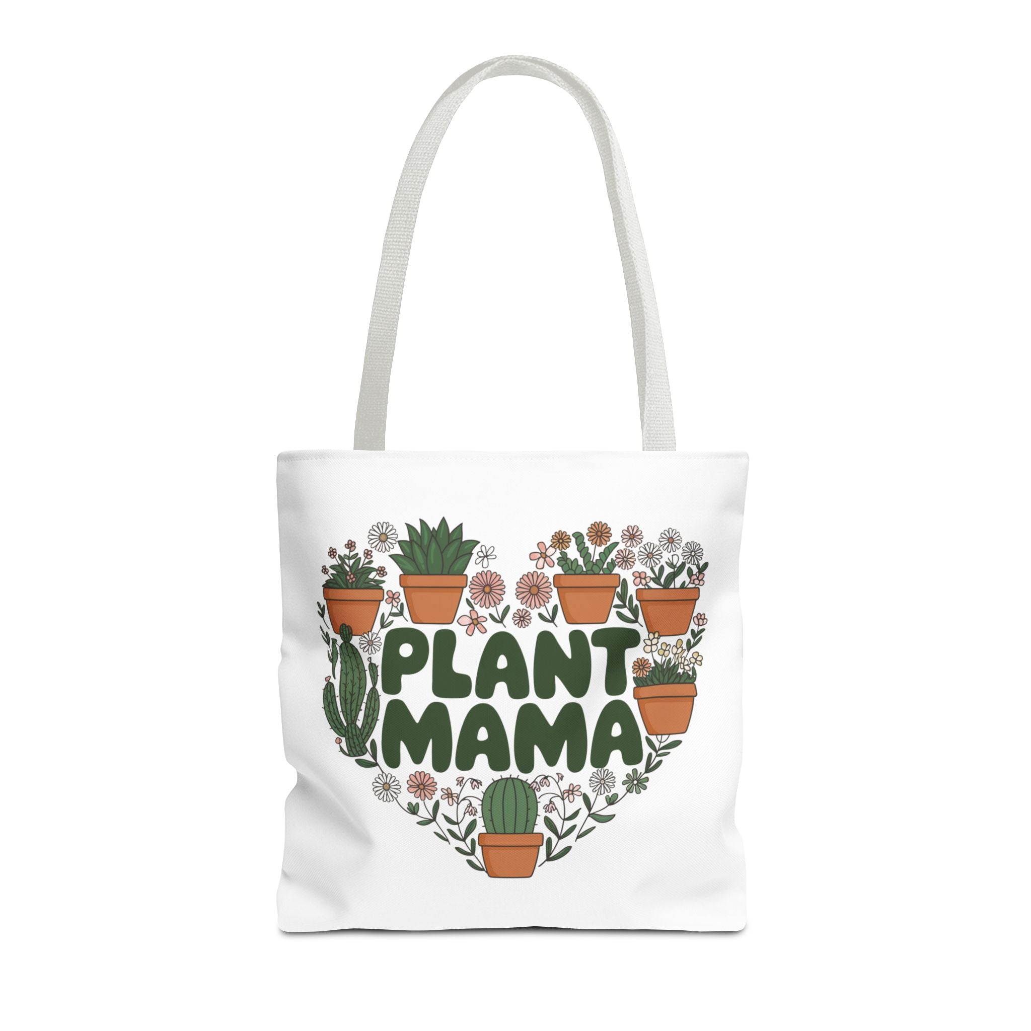 Plant Mama Tote Bag | Heart of Potted Plants, Cactus, Succulent Illustration