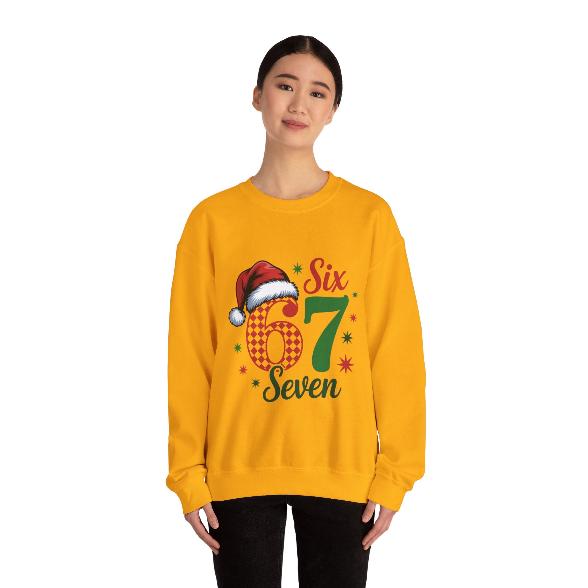 67 Six Seven Christmas number design Sweatshirt | Santa hat holiday sweater style