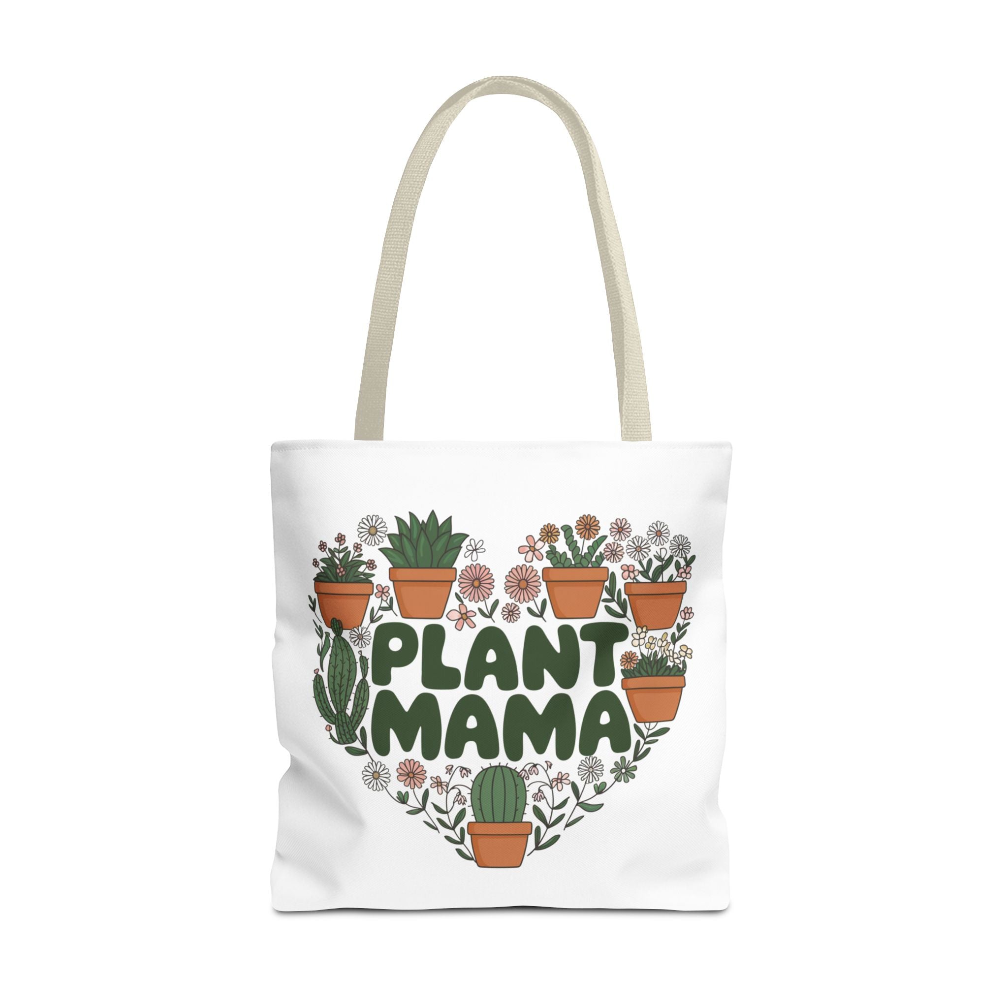 Plant Mama Tote Bag | Heart of Potted Plants, Cactus, Succulent Illustration