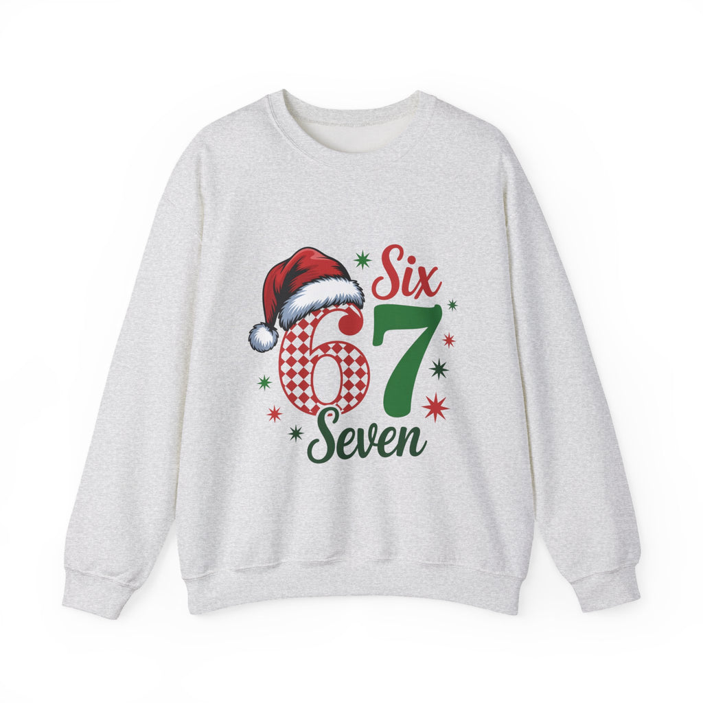 67 Six Seven Christmas number design Sweatshirt | Santa hat holiday sweater style