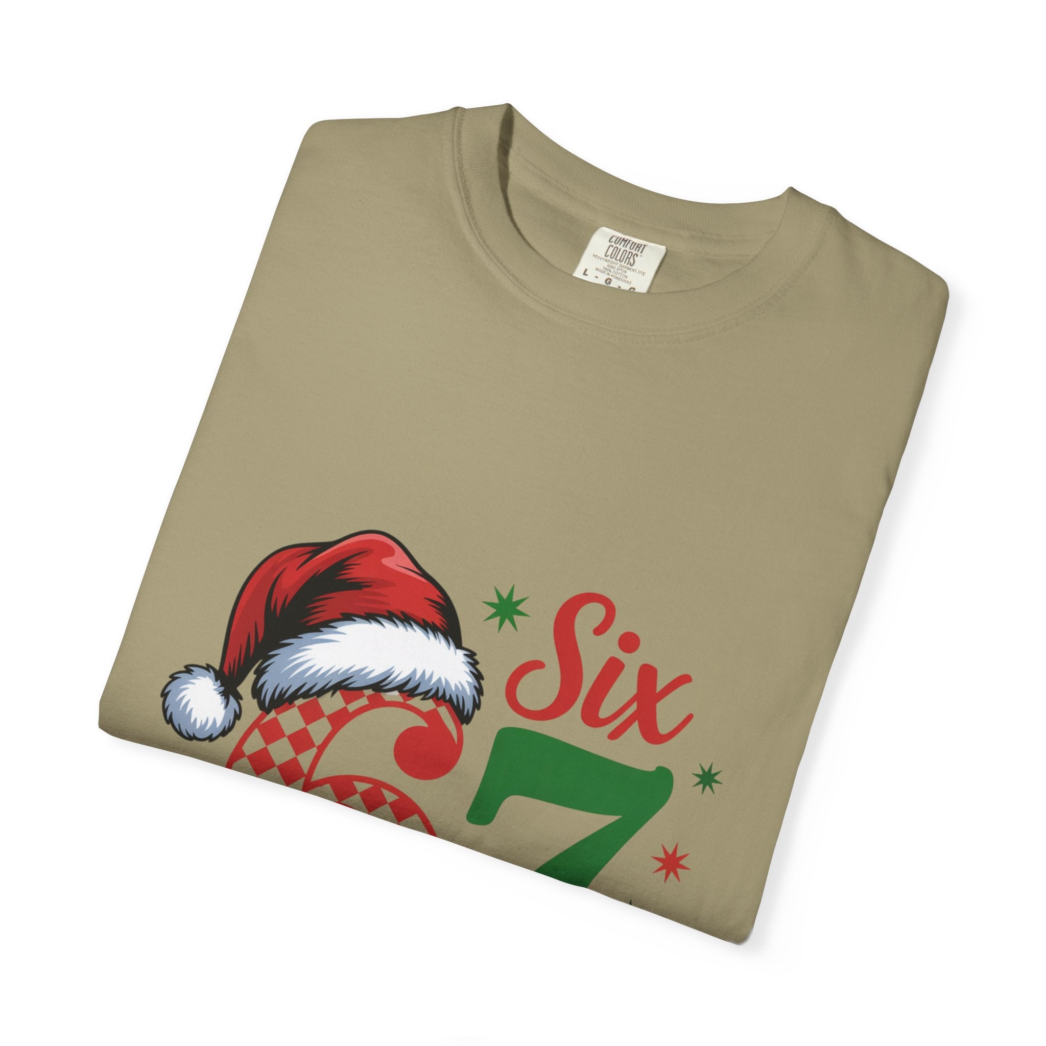 67 Six Seven Christmas T-shirt | Santa Hat Holiday Number Design