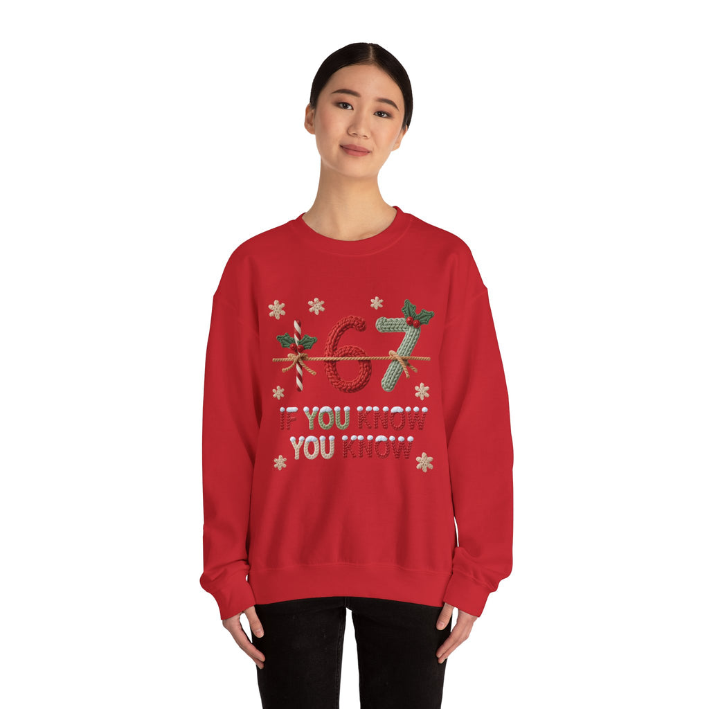 67 Christmas Sweatshirt | Holiday Candy Cane Ornament Design