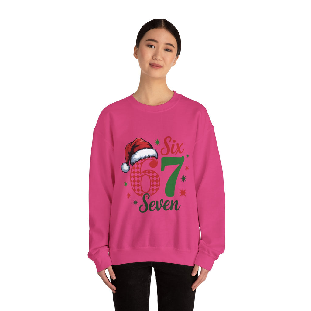 67 Six Seven Christmas number design Sweatshirt | Santa hat holiday sweater style
