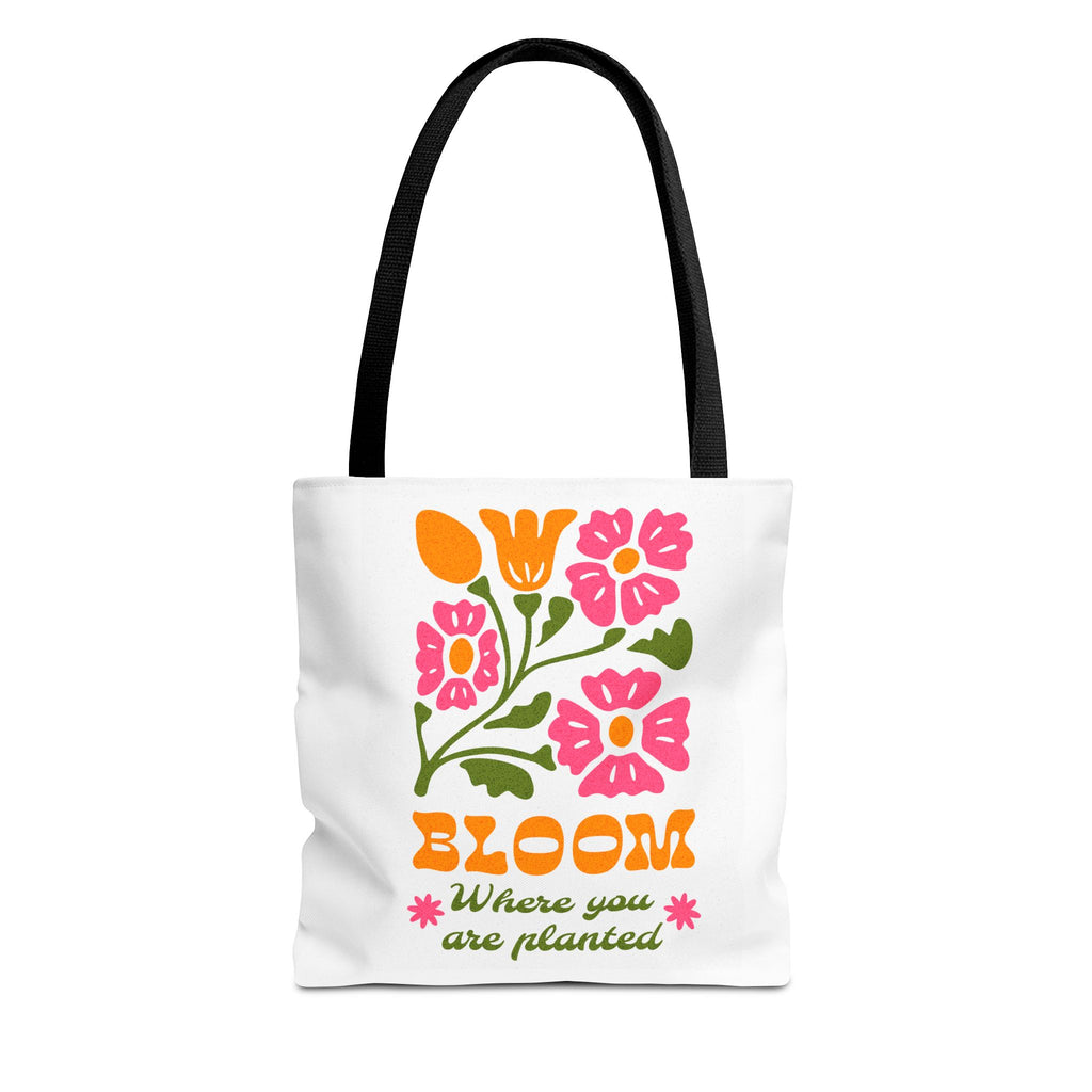 Bloom Where You Are Planted Tote Bag | Floral Retro Design