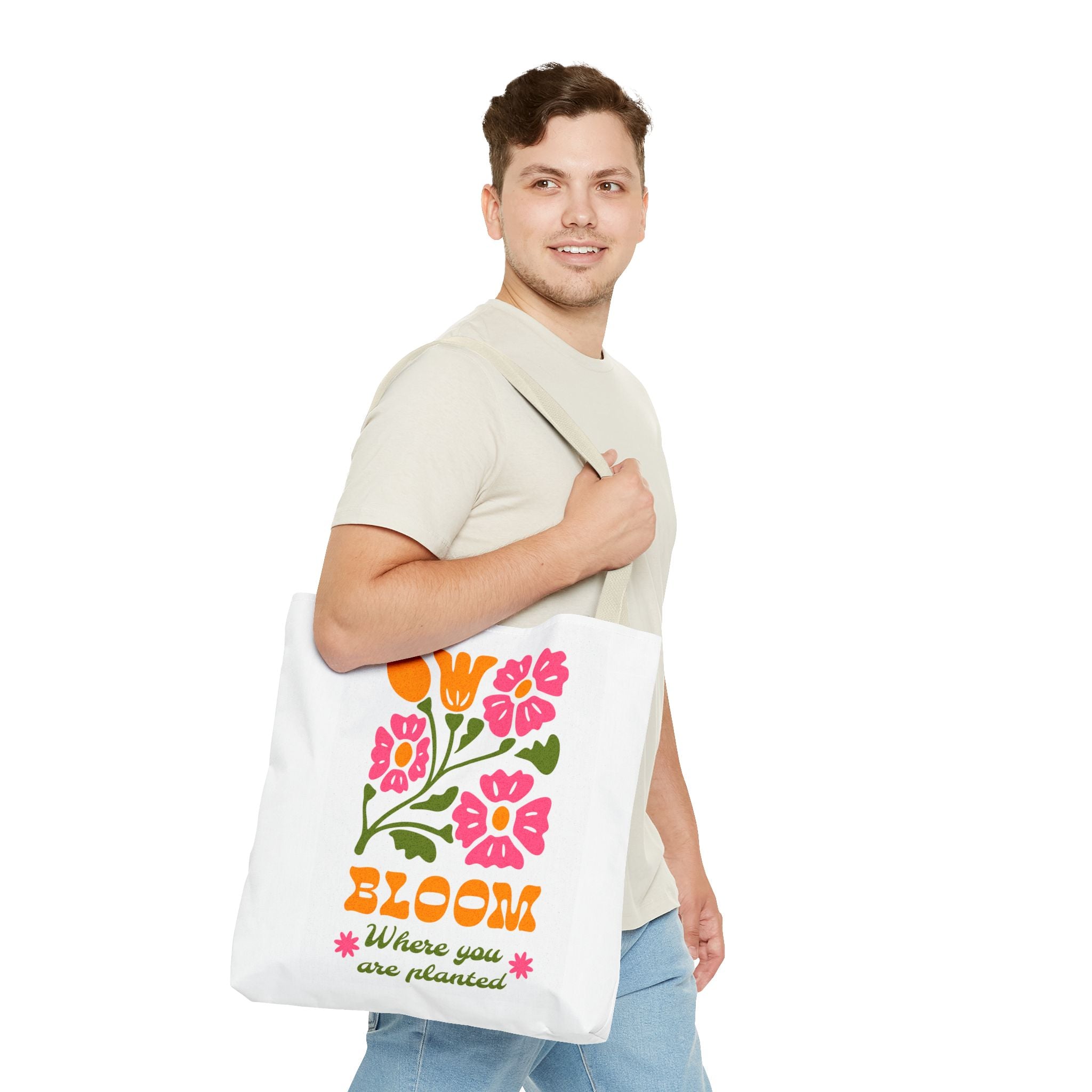 Bloom Where You Are Planted Tote Bag | Floral Retro Design