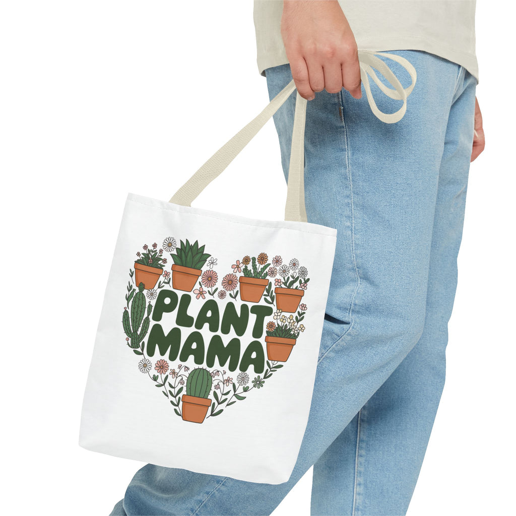 Plant Mama Tote Bag | Heart of Potted Plants, Cactus, Succulent Illustration