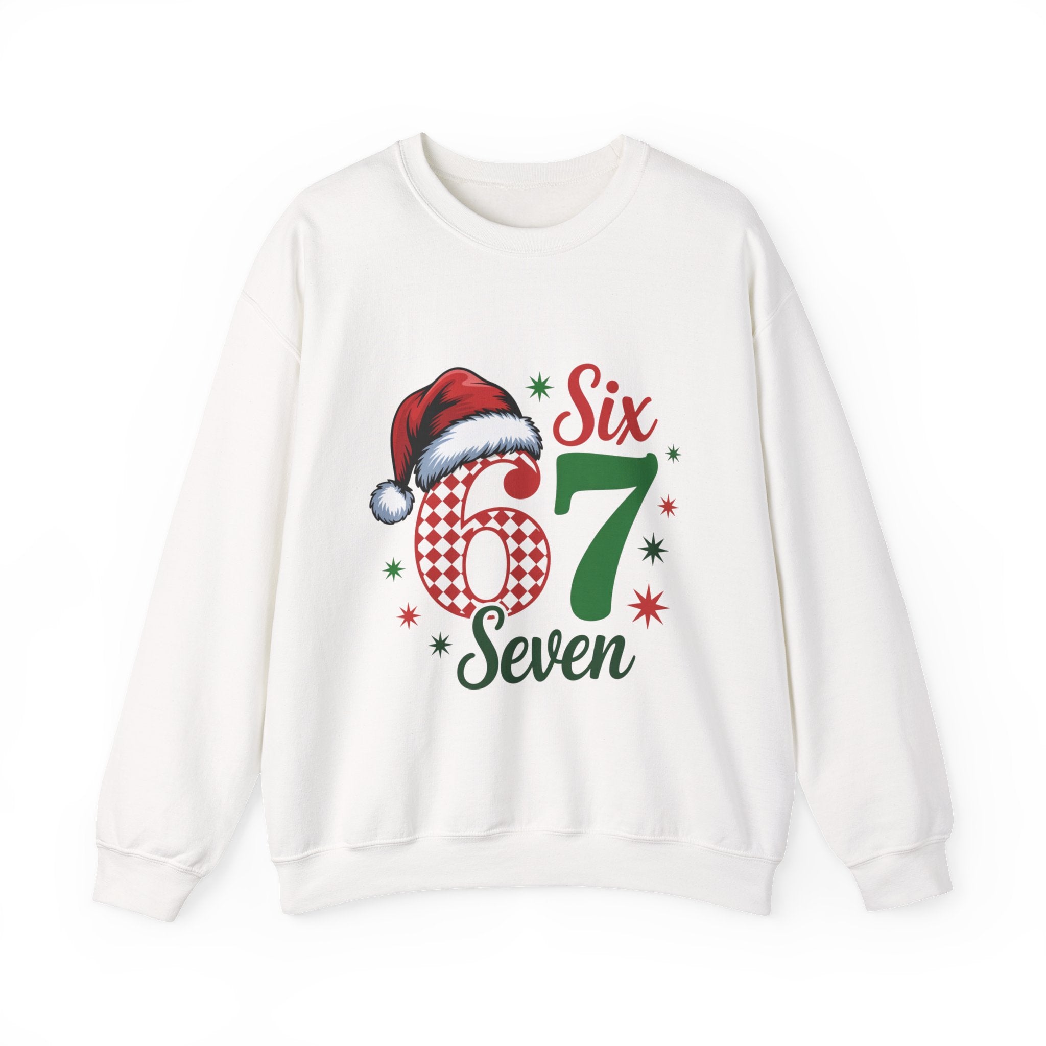 67 Six Seven Christmas number design Sweatshirt | Santa hat holiday sweater style