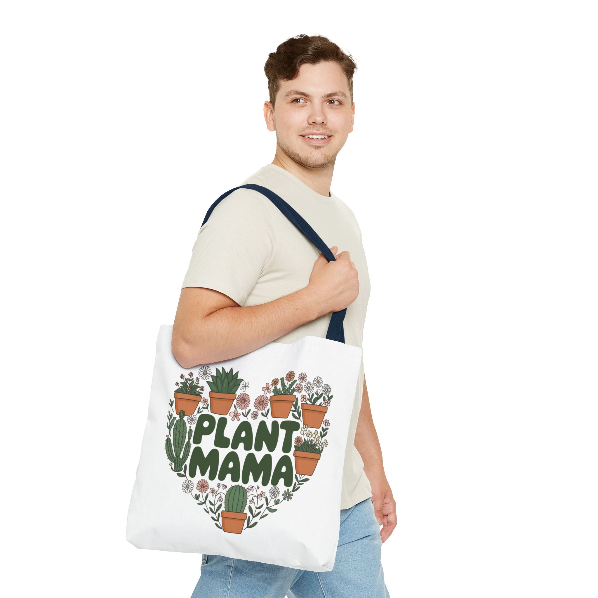 Plant Mama Tote Bag | Heart of Potted Plants, Cactus, Succulent Illustration