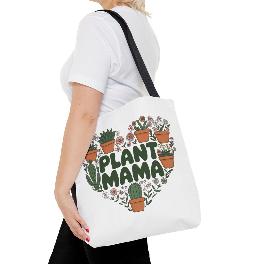 Plant Mama Tote Bag | Heart of Potted Plants, Cactus, Succulent Illustration