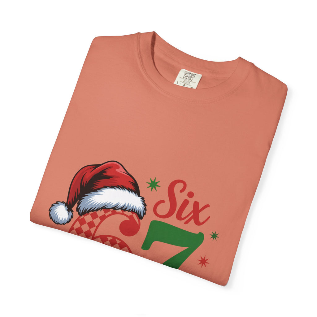 67 Six Seven Christmas T-shirt | Santa Hat Holiday Number Design