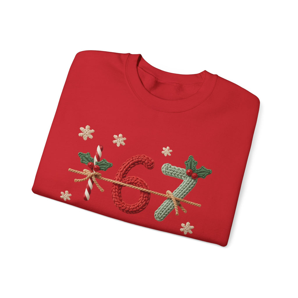67 Christmas Sweatshirt | Holiday Candy Cane Ornament Design