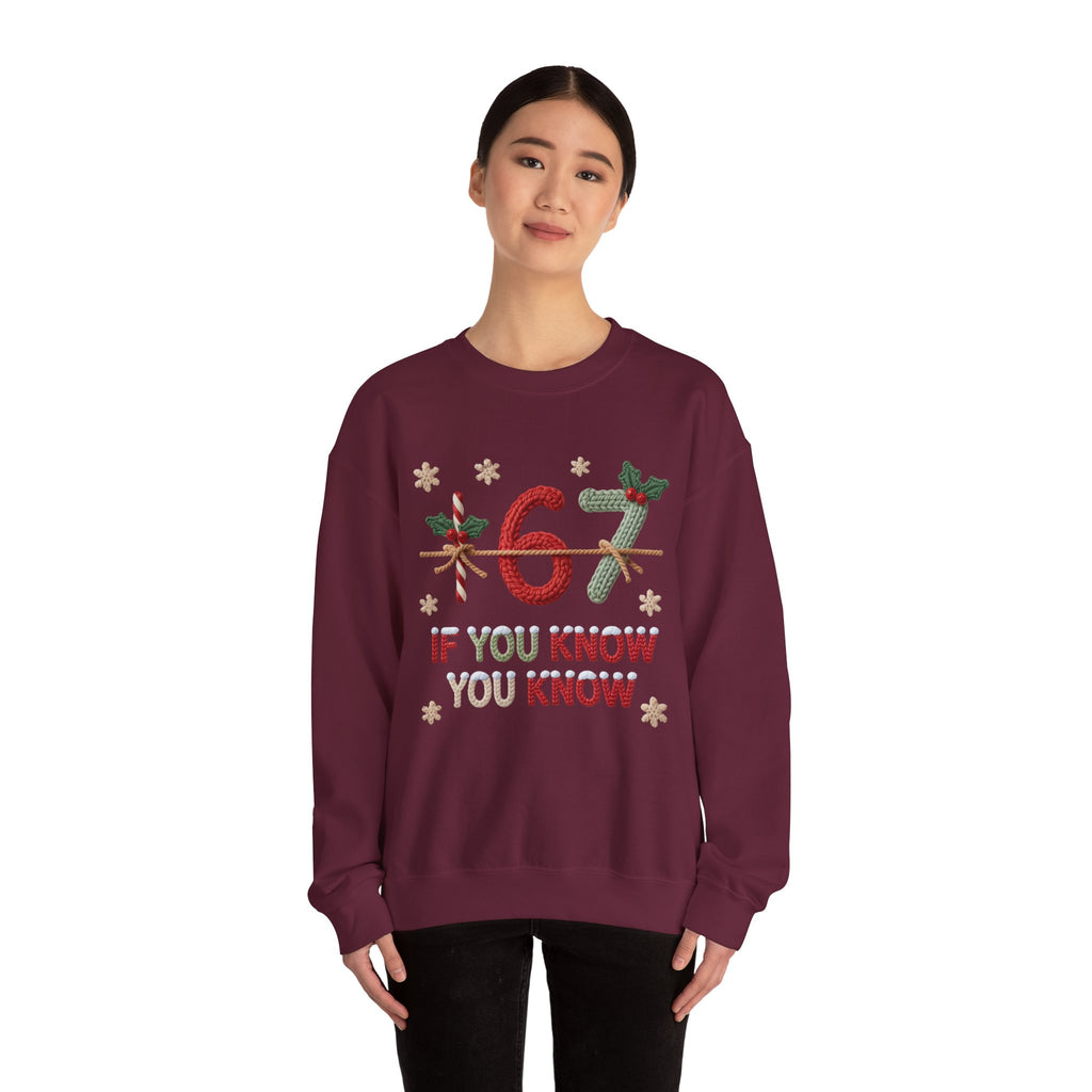 67 Christmas Sweatshirt | Holiday Candy Cane Ornament Design