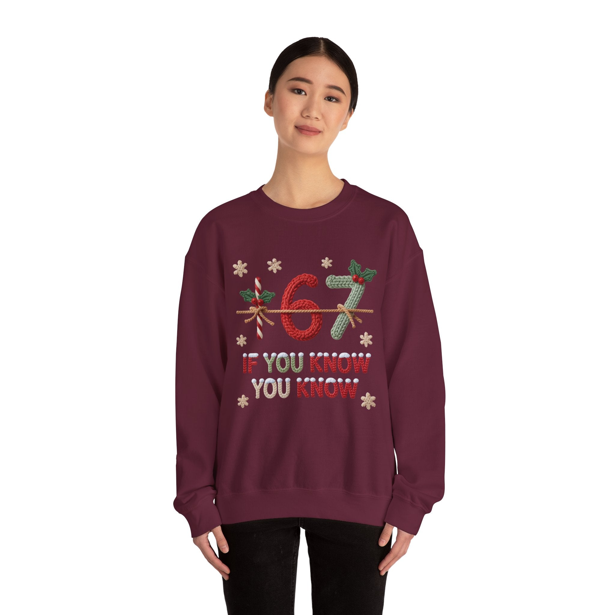 67 Christmas Sweatshirt | Holiday Candy Cane Ornament Design