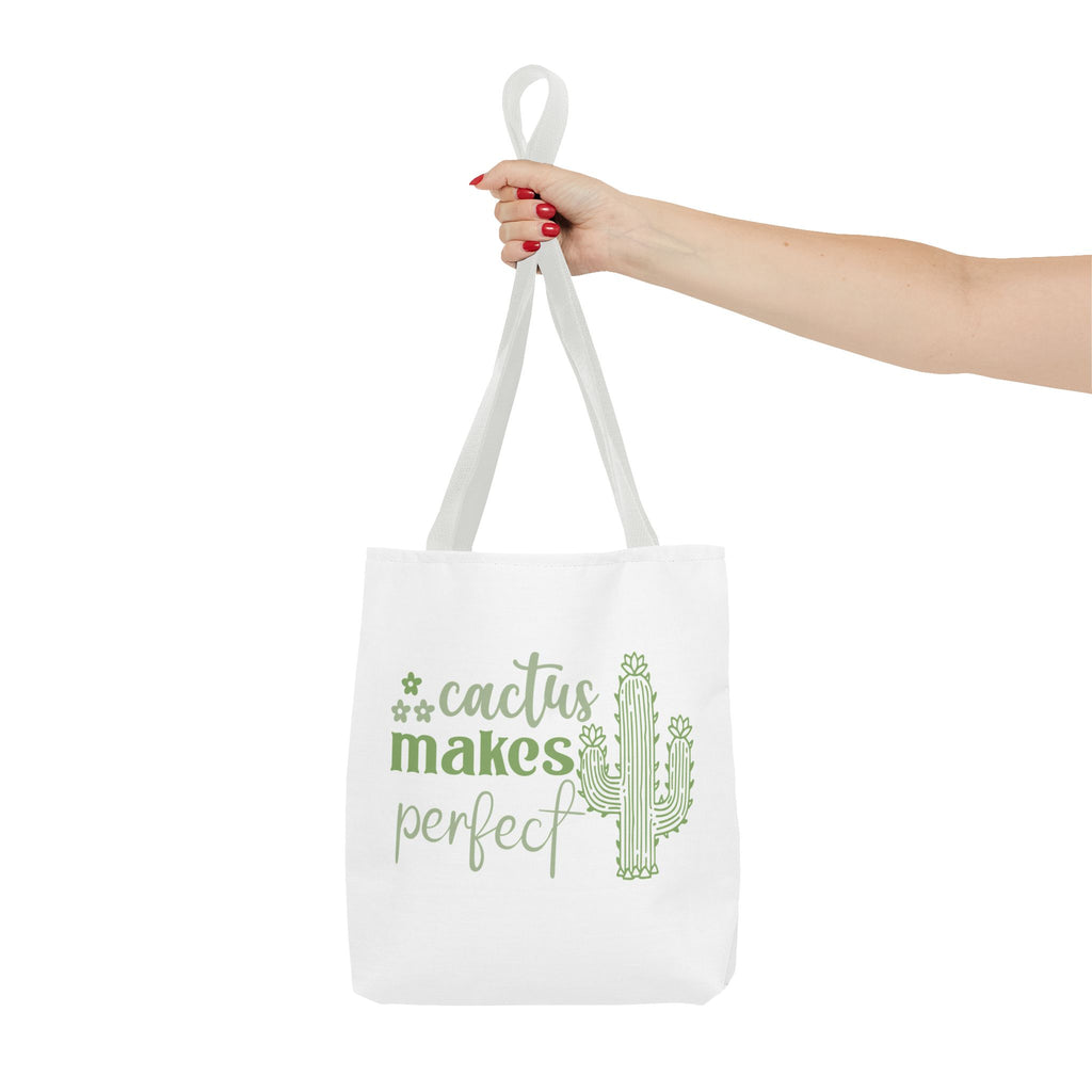 Cactus Makes Perfect Tote Bag | cactus illustration, green script