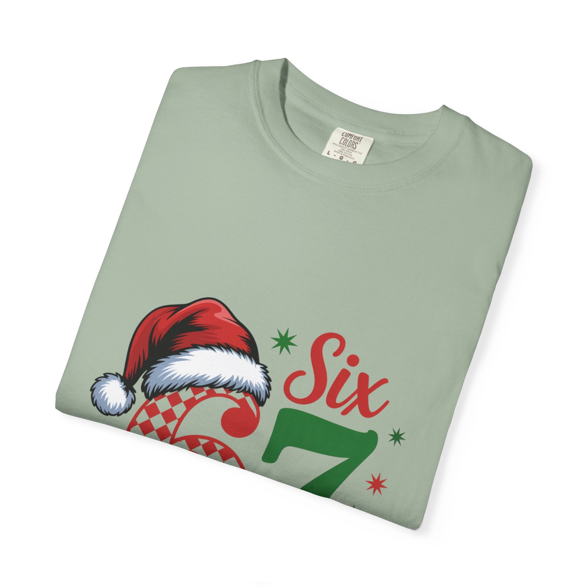 67 Six Seven Christmas T-shirt | Santa Hat Holiday Number Design