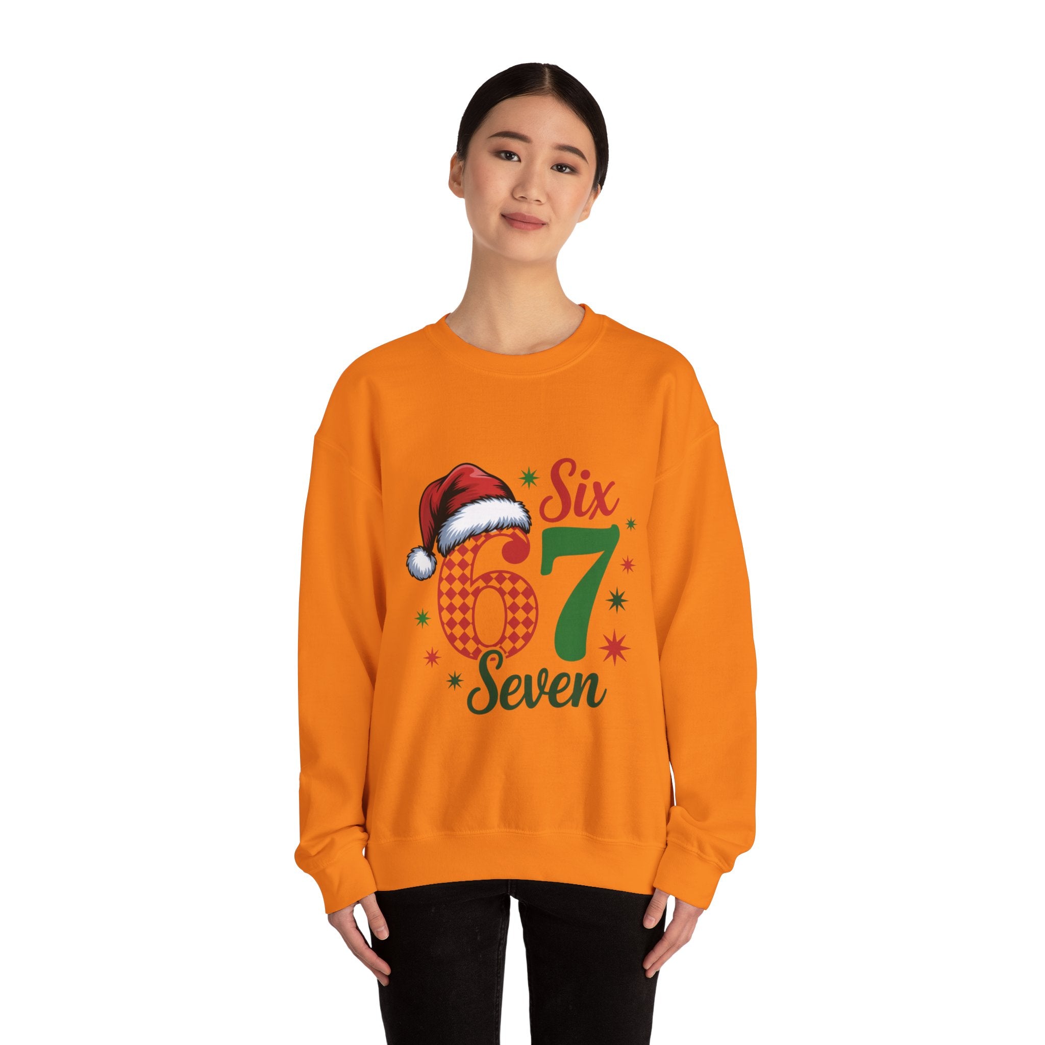 67 Six Seven Christmas number design Sweatshirt | Santa hat holiday sweater style