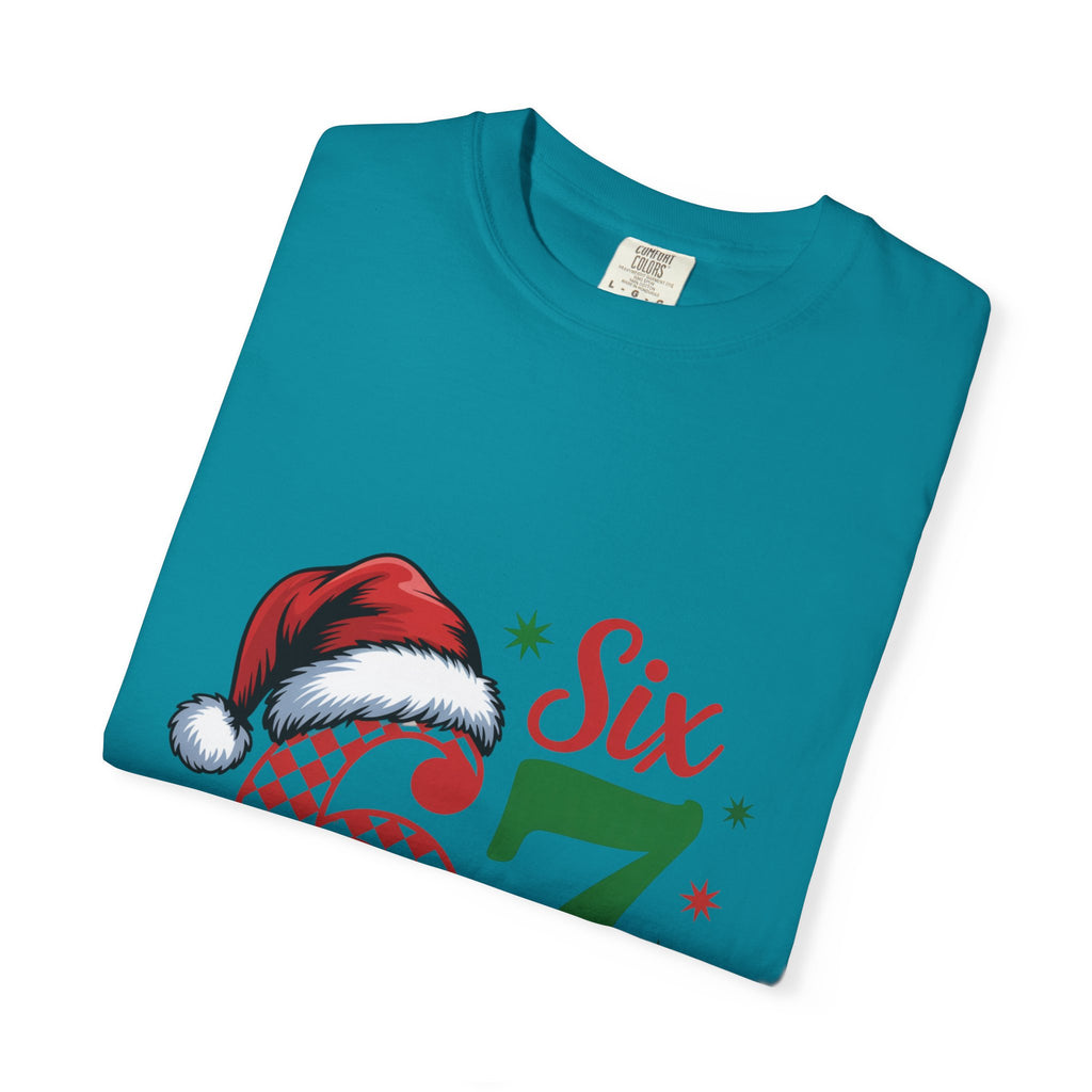 67 Six Seven Christmas T-shirt | Santa Hat Holiday Number Design
