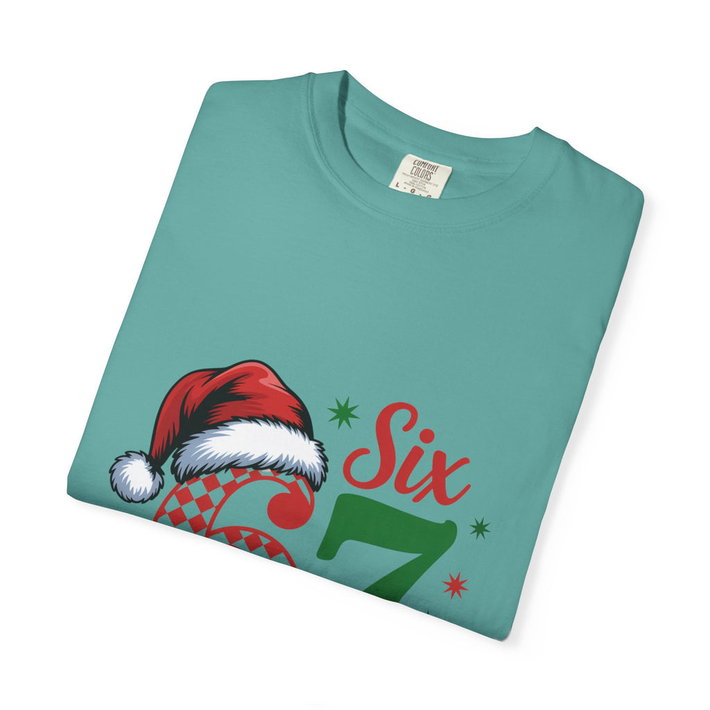 67 Six Seven Christmas T-shirt | Santa Hat Holiday Number Design