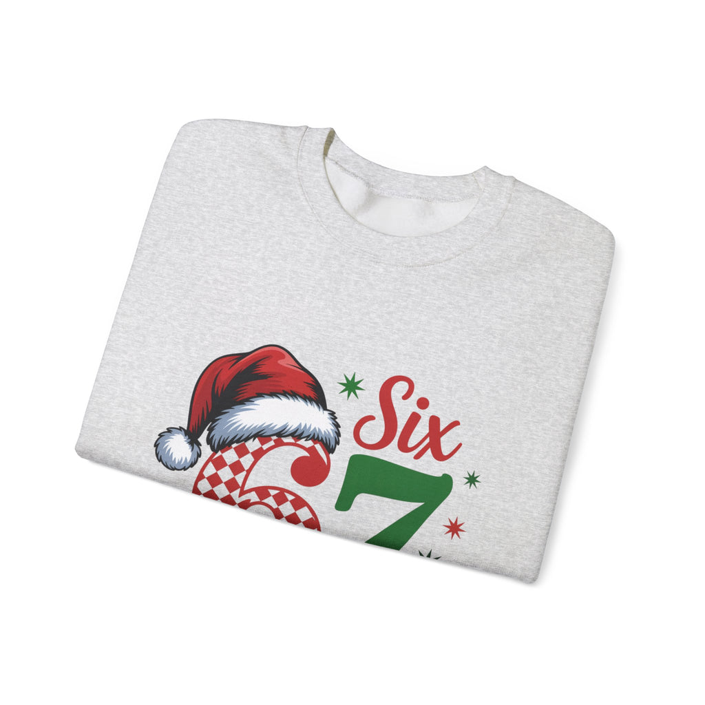 67 Six Seven Christmas number design Sweatshirt | Santa hat holiday sweater style