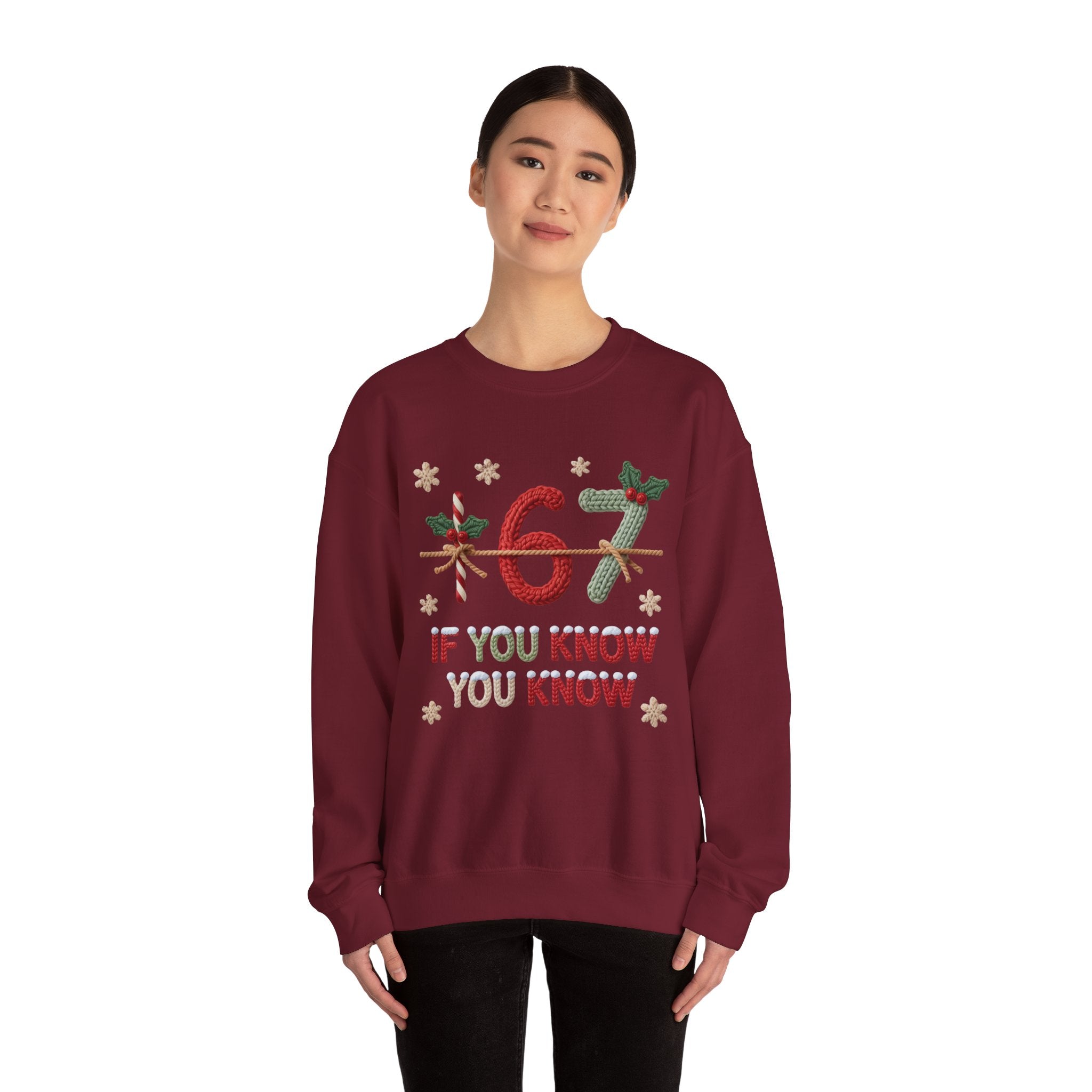 67 Christmas Sweatshirt | Holiday Candy Cane Ornament Design