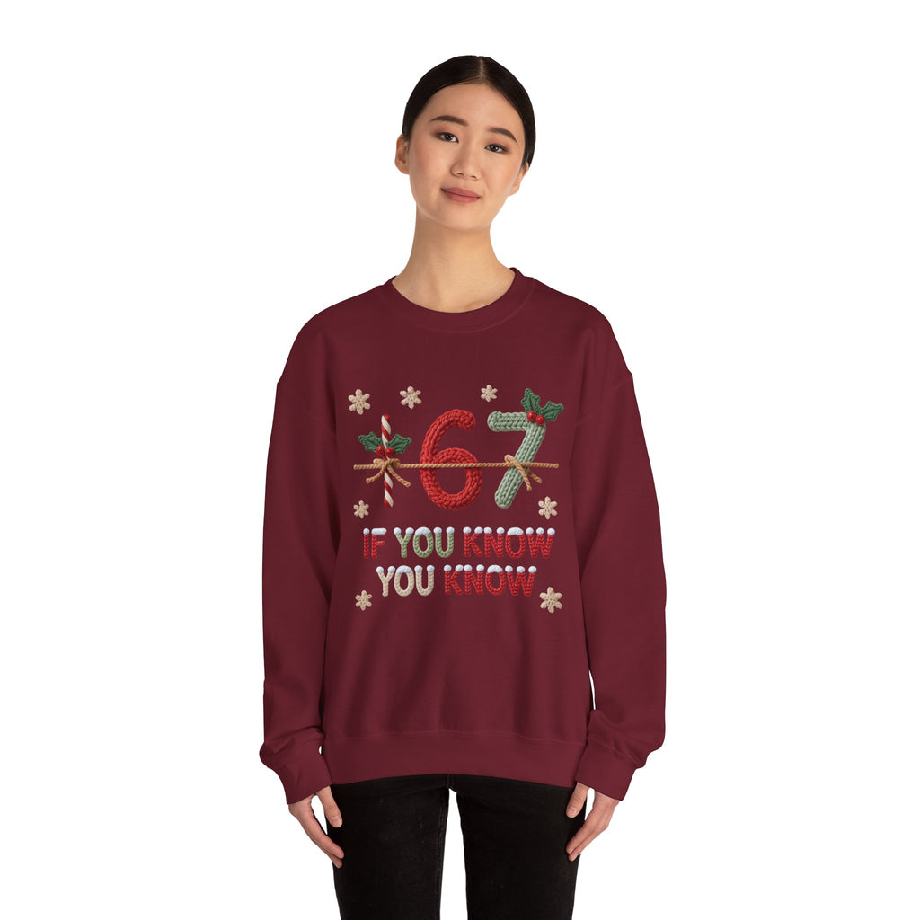 67 Christmas Sweatshirt | Holiday Candy Cane Ornament Design
