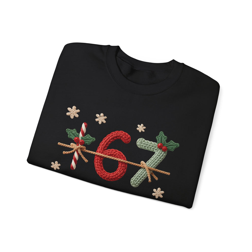 67 Christmas Sweatshirt | Holiday Candy Cane Ornament Design