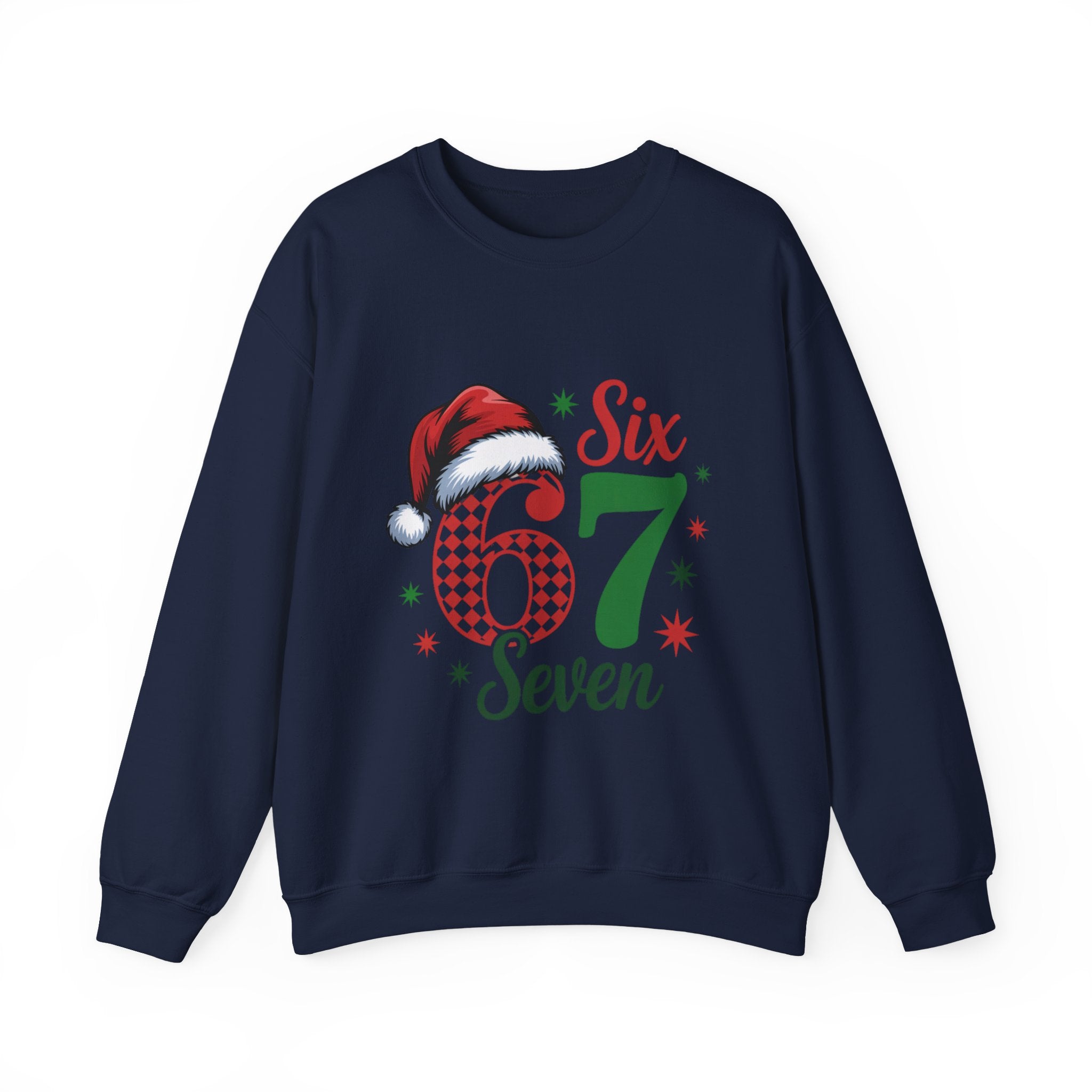 67 Six Seven Christmas number design Sweatshirt | Santa hat holiday sweater style