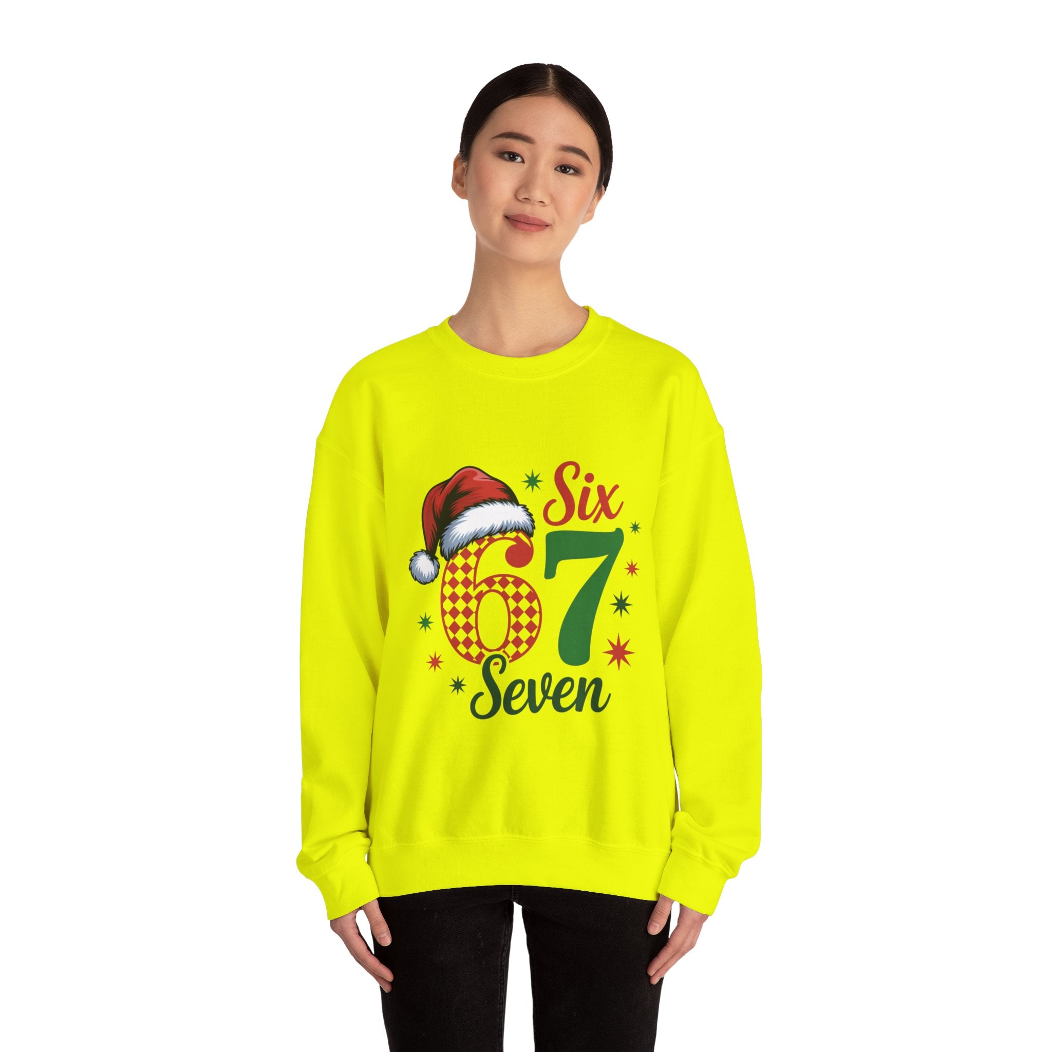 67 Six Seven Christmas number design Sweatshirt | Santa hat holiday sweater style