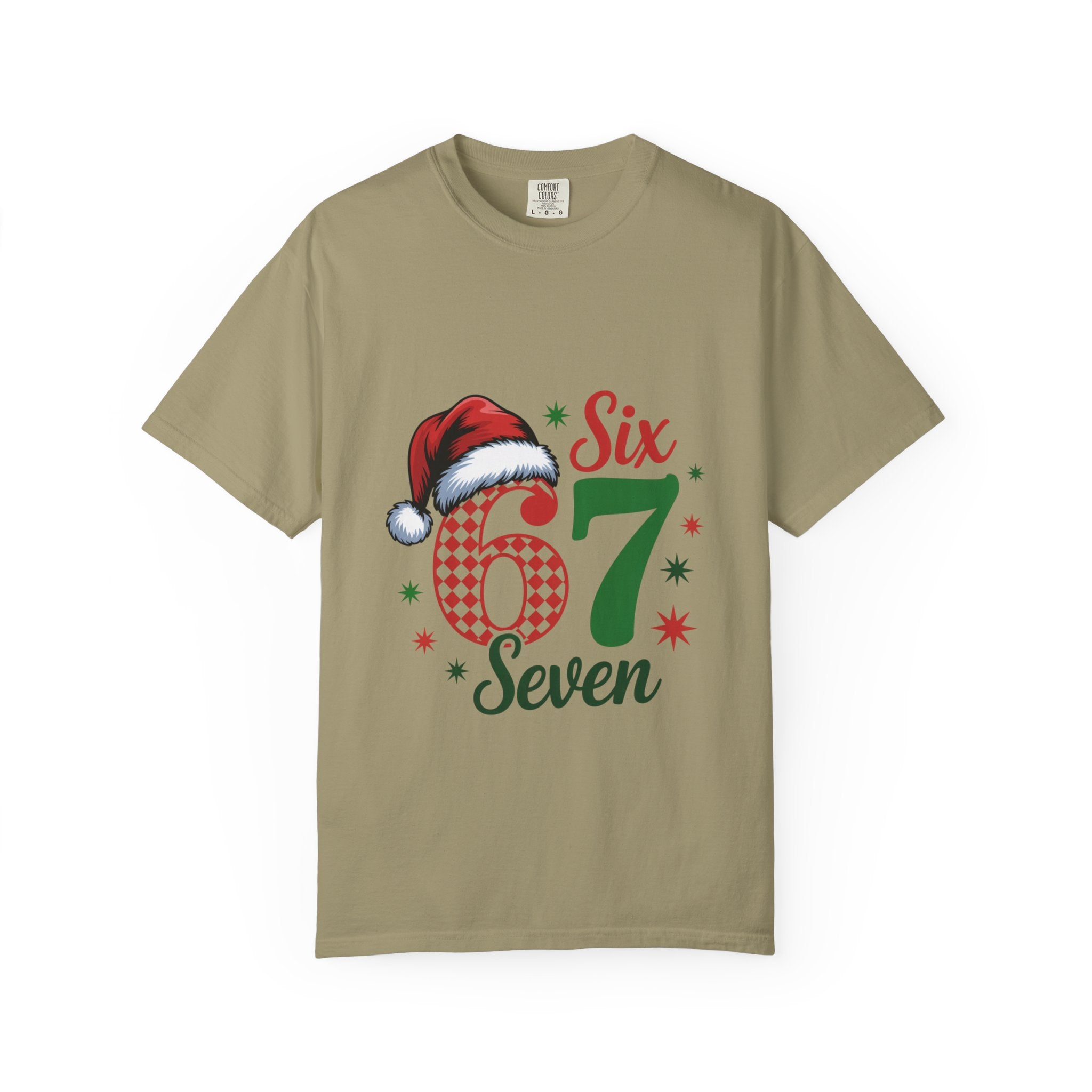 67 Six Seven Christmas T-shirt | Santa Hat Holiday Number Design